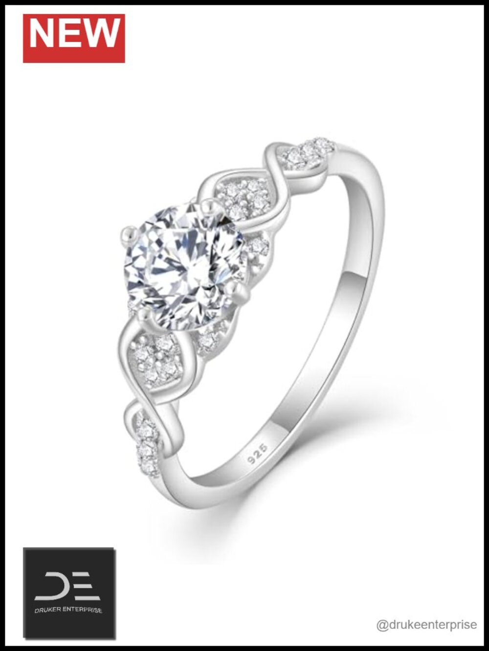 1CT Moissanite Promise Ring 925 Sterling Silver Infinity Knot Engagement